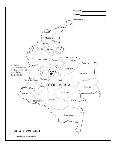 Mapa de Colombia - Para Imprimir Gratis - ParaImprimirGratis. Mapa de Colombia - Para Imprimir Gratis - ParaImprimirGratis.