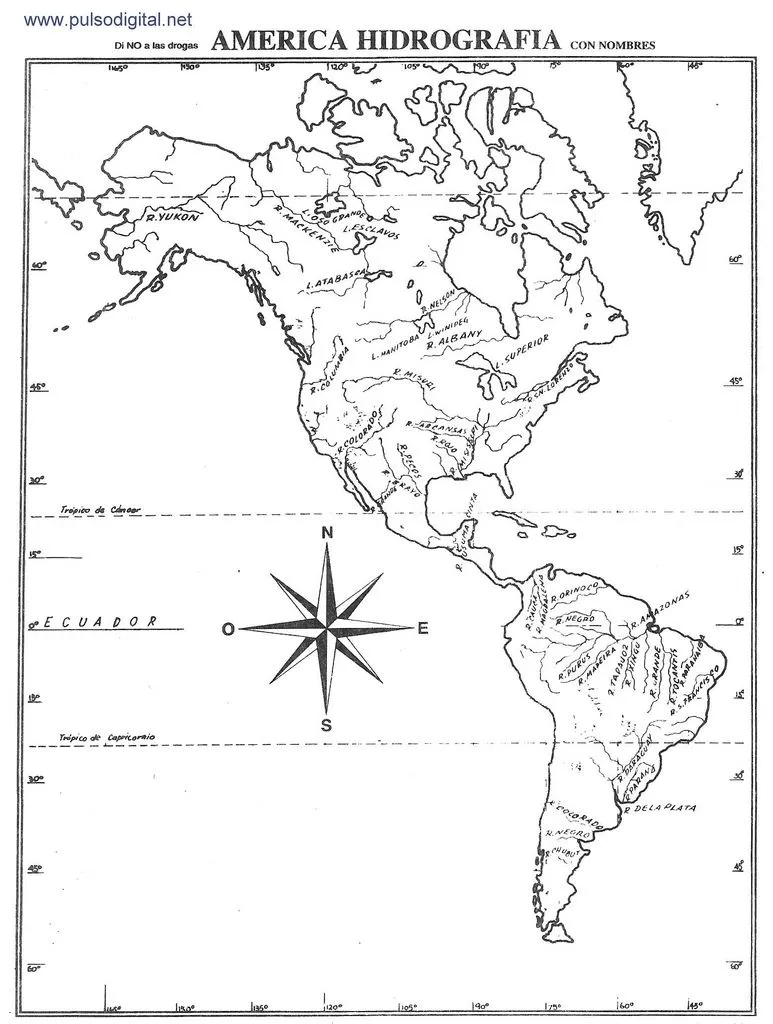 Mapa del continente americano sin nombres y sin division politica ...