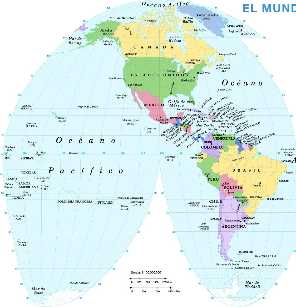 Mapa del continente americano con sus paises y capitales - Imagui Mapa del continente americano con sus paises y capitales - Imagui