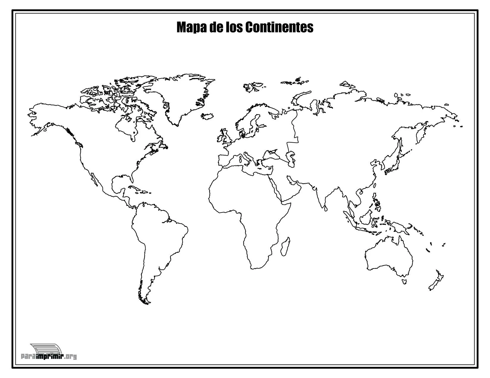 Mapa de los continentes sin nombres para colorear y para imprimir en PDF 2023 Mapa de los continentes sin nombres para colorear y para imprimir en PDF 2023