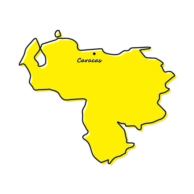 Mapa de contorno simple de venezuela con ubicación de capital | Vector Premium Mapa de contorno simple de venezuela con ubicación de capital | Vector Premium