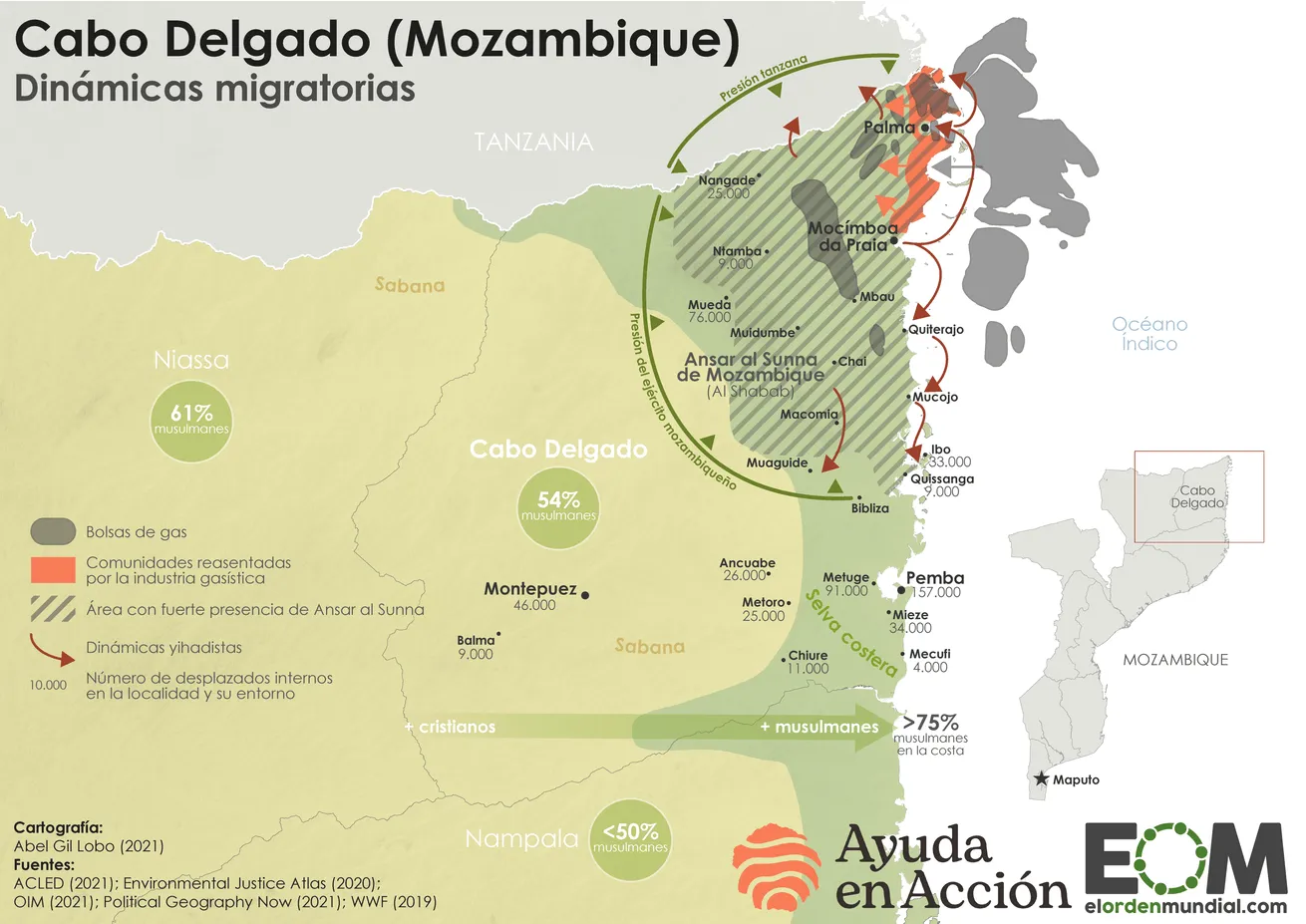 El mapa de la crisis de refugiados en Mozambique - Mapas de El Orden Mundial - EOM El mapa de la crisis de refugiados en Mozambique - Mapas de El Orden Mundial - EOM