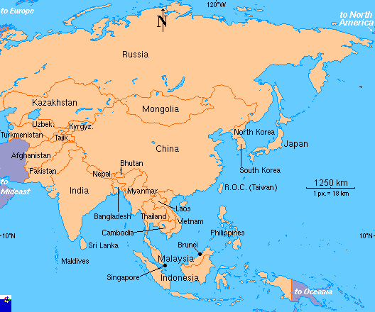 Mapa de Asia Imagen