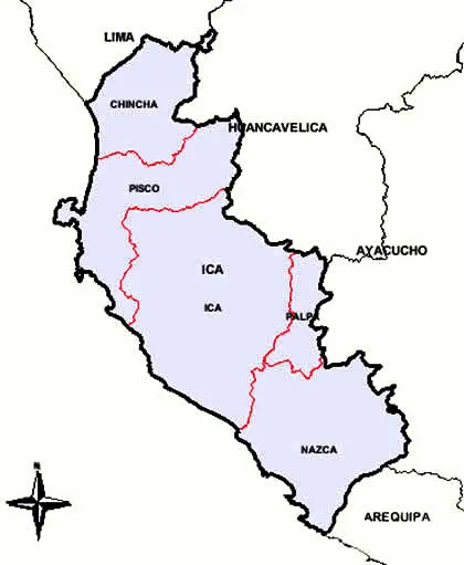 MAPA DEL DEPARTAMENTO DE ICA