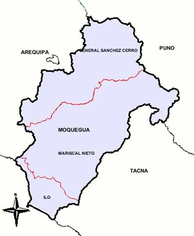MAPA DEL DEPARTAMENTO DE MOQUEGUA