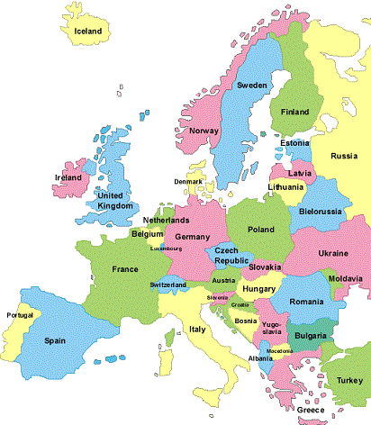 Mapa di Europa Politico Regione