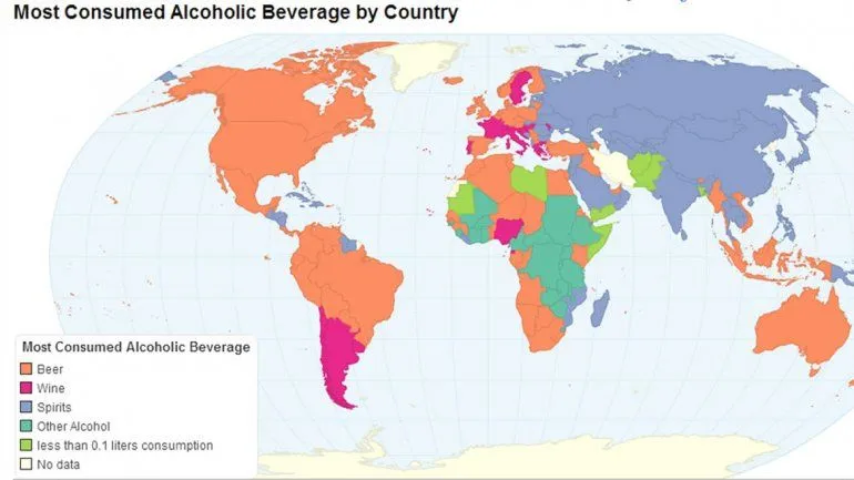 El mapa del día: las preferencias alcohólicas en todo el mundo ...