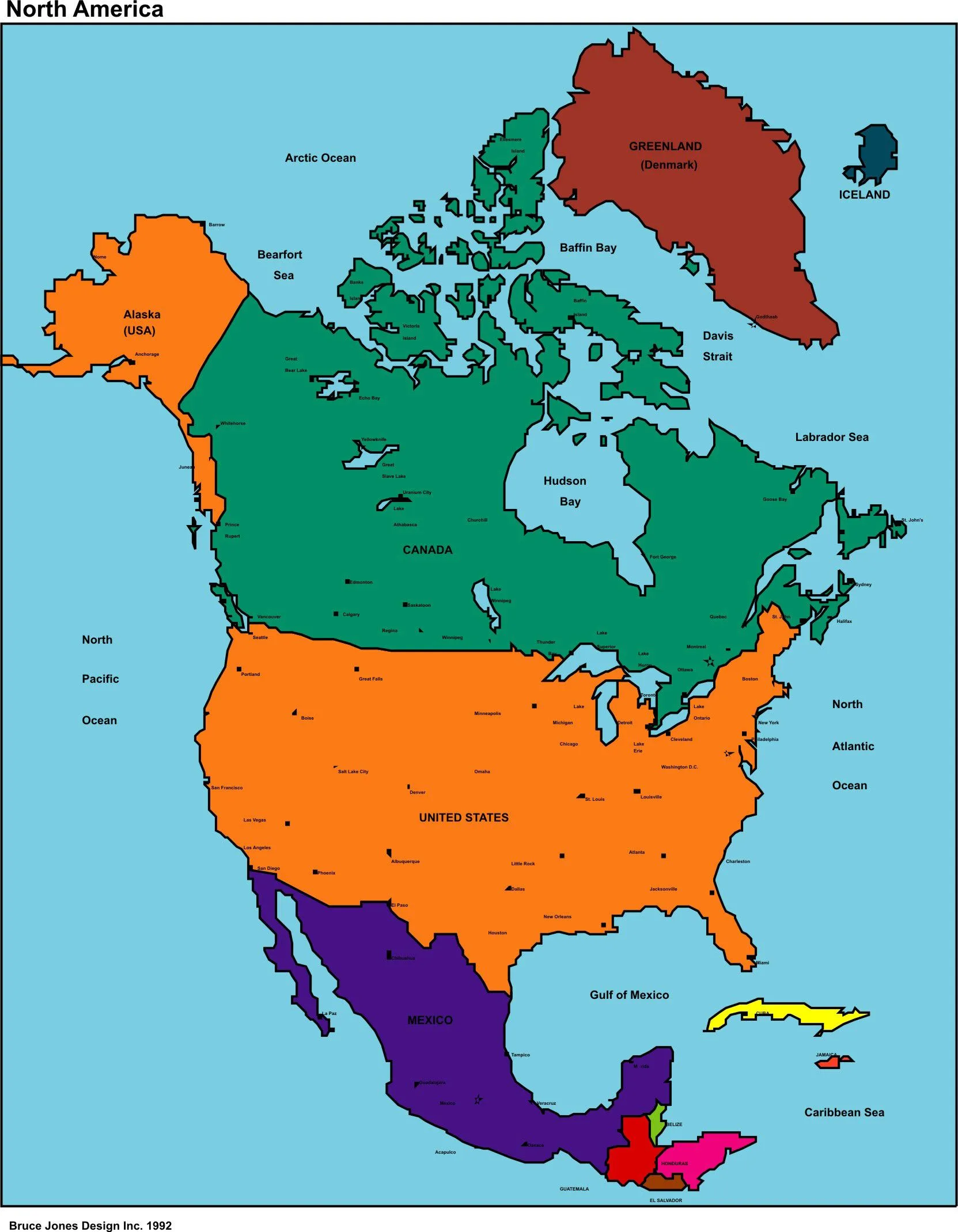 Mapa de División política de América del Norte - mapa.owje.com Mapa de División política de América del Norte - mapa.owje.com