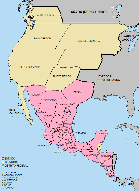 Imagen - Division Politica Mexico 1848 Batalla Continental.png ...