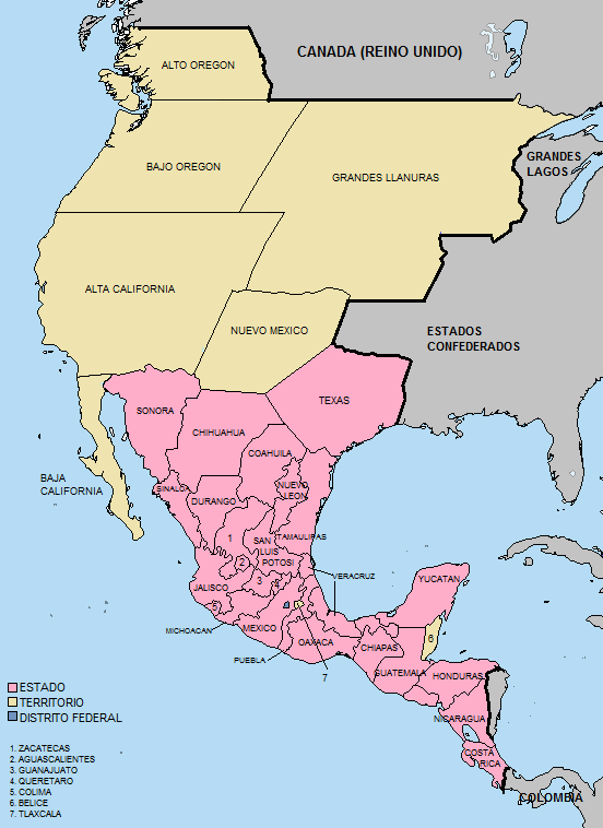 Imagen - Division Politica Mexico 1848 Batalla Continental.png ... Imagen - Division Politica Mexico 1848 Batalla Continental.png ...