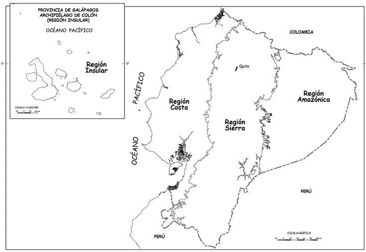 Mapa del Ecuador y sus regiones | Mapa para colorear, Mapas, Actividades de  mapa