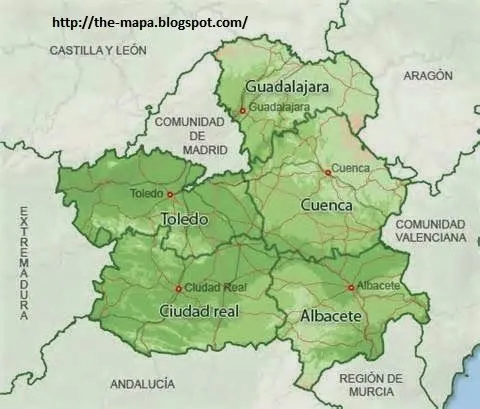 Mapa de España Geografía Política: Mapa de Castilla La Mancha Politico Mapa de España Geografía Política: Mapa de Castilla La Mancha Politico