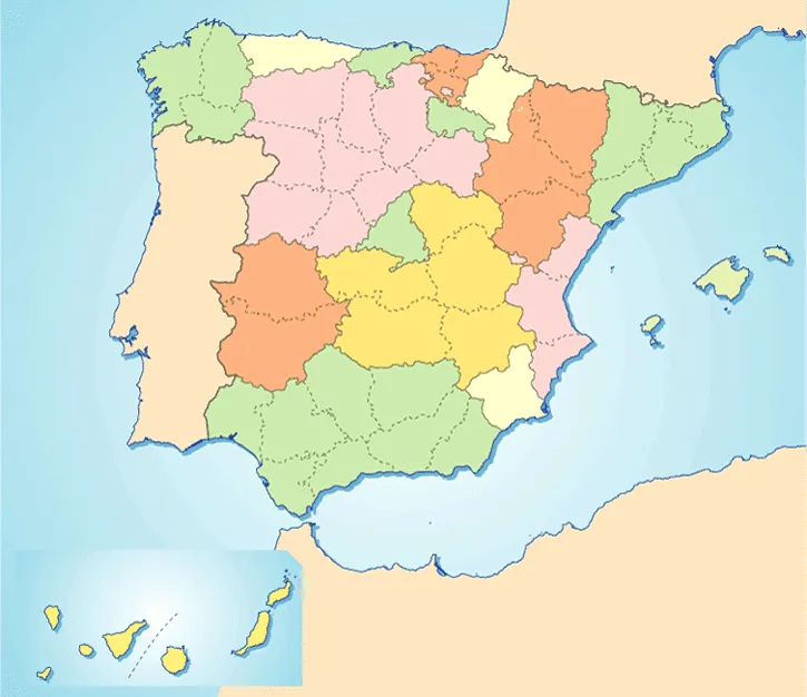 MAPA DE ESPAÑA POLÍTICO MUDO | daily