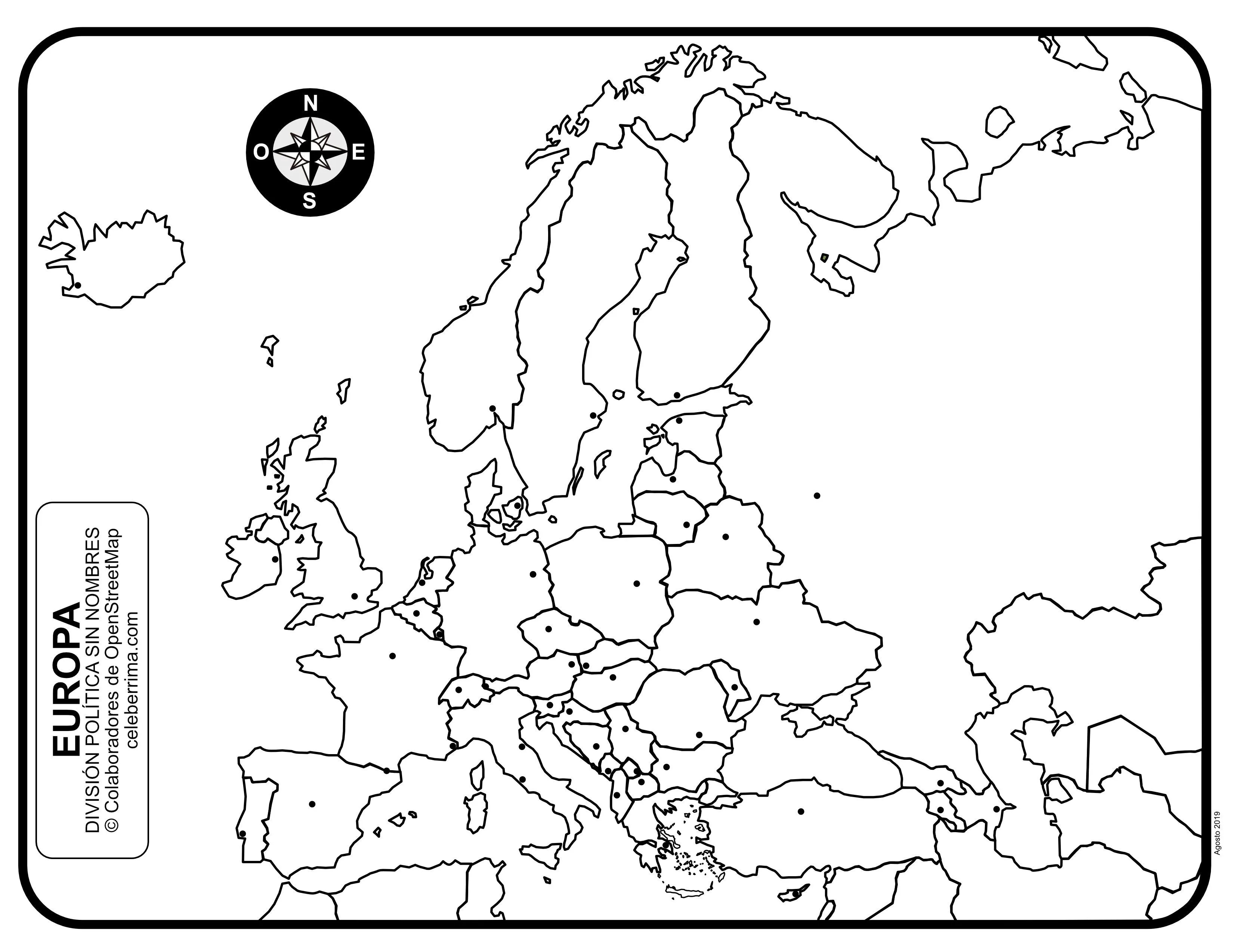 Mapa Europa con división política con y sin nombres - Celebérrima.com Mapa Europa con división política con y sin nombres - Celebérrima.com