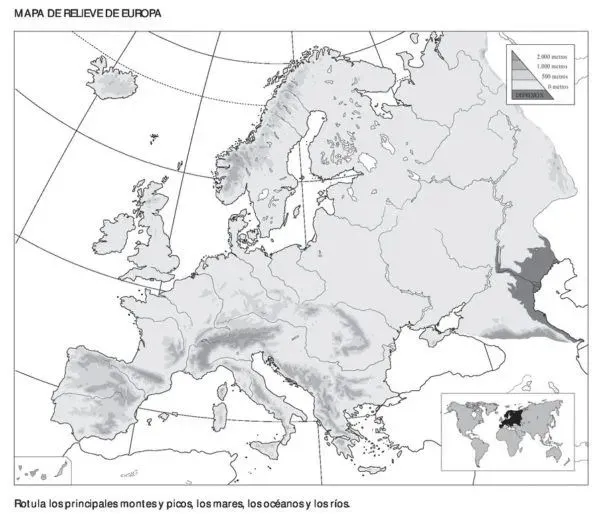 Mapa Europa físico