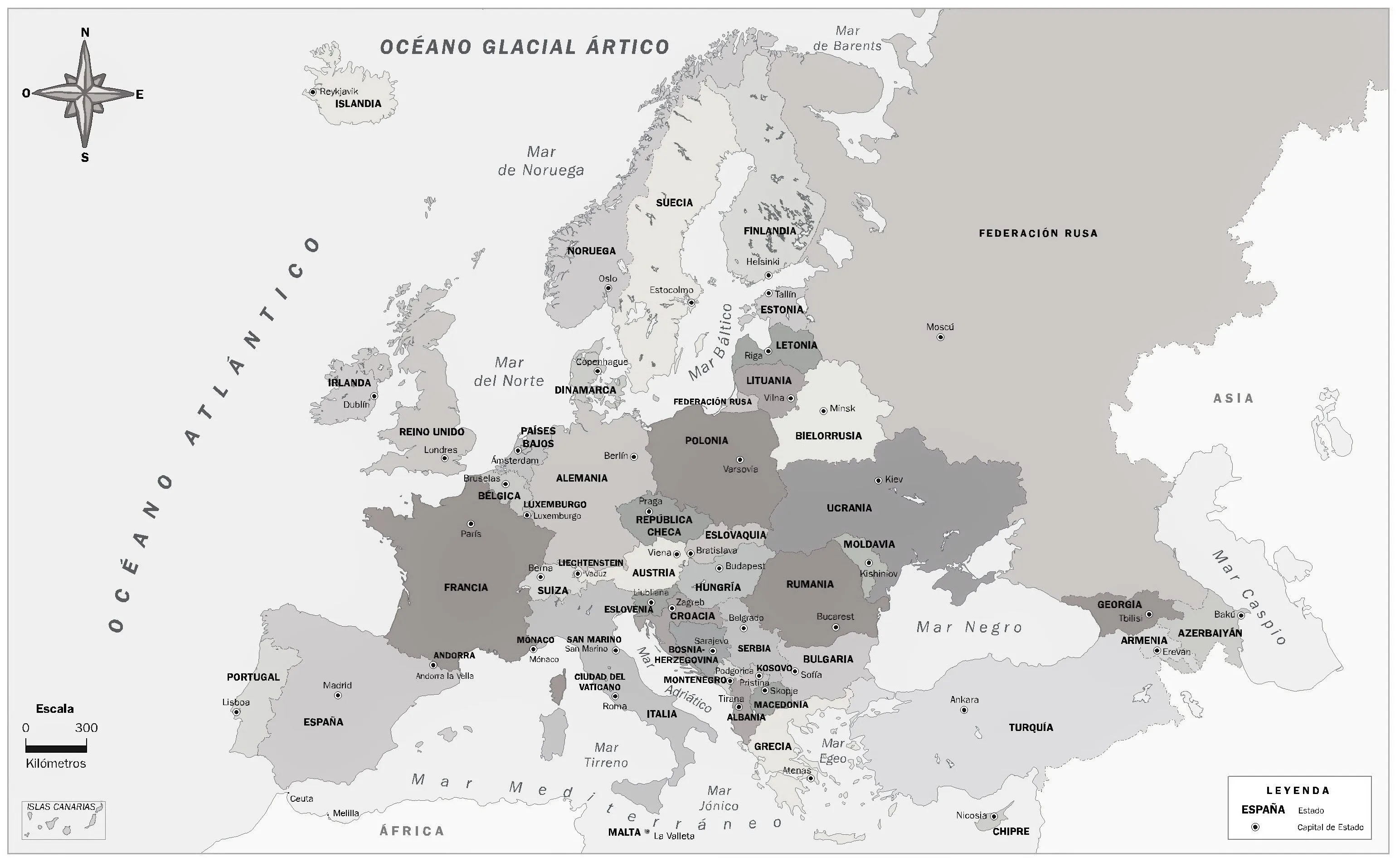 ▷ Mapa de Europa | Mapamundi para imprimir【Político | Físico | Mudo | 2018】 ▷ Mapa de Europa | Mapamundi para imprimir【Político | Físico | Mudo | 2018】