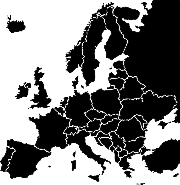 Mapa de estados europeos de color negro mapa político de europa | Vector  Premium