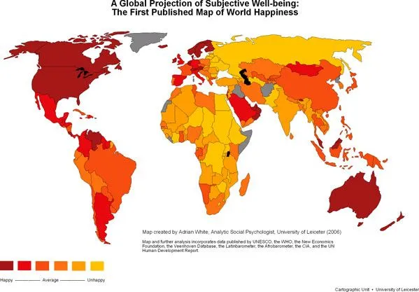 Este es el mapa de la felicidad y los daneses arrasan - 20minutos.