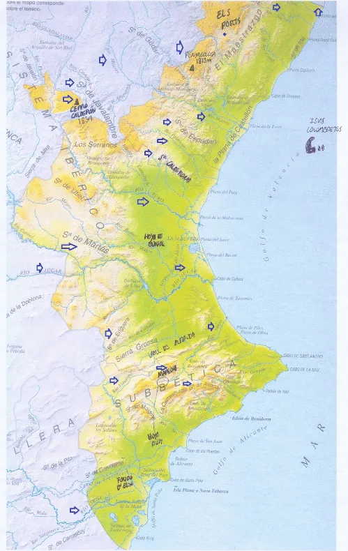 MAPA FÍSIC DE LA COMUNITAT VALENCIANA | EL TAULER DE CLASSE