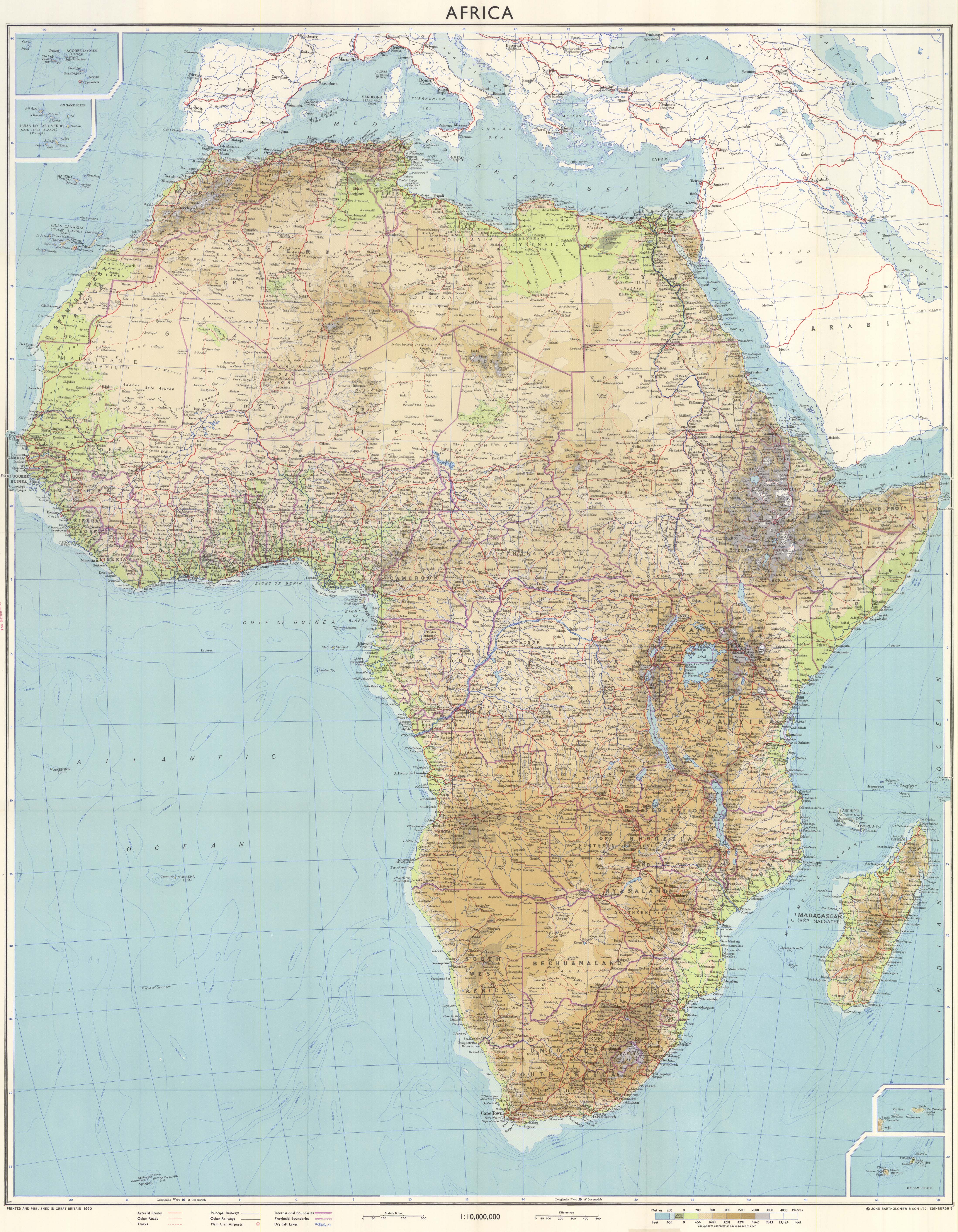 Mapa físico de África 1960 - Tamaño completo Mapa físico de África 1960 - Tamaño completo
