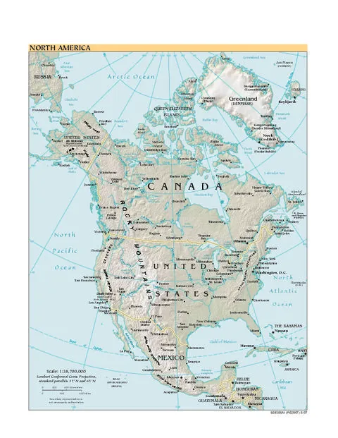 Mapa Físico de América del Norte 2007