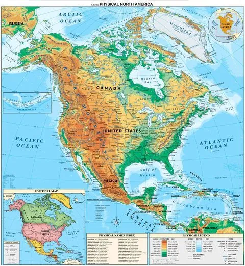 Mapa Físico de América del Norte - América del Norte