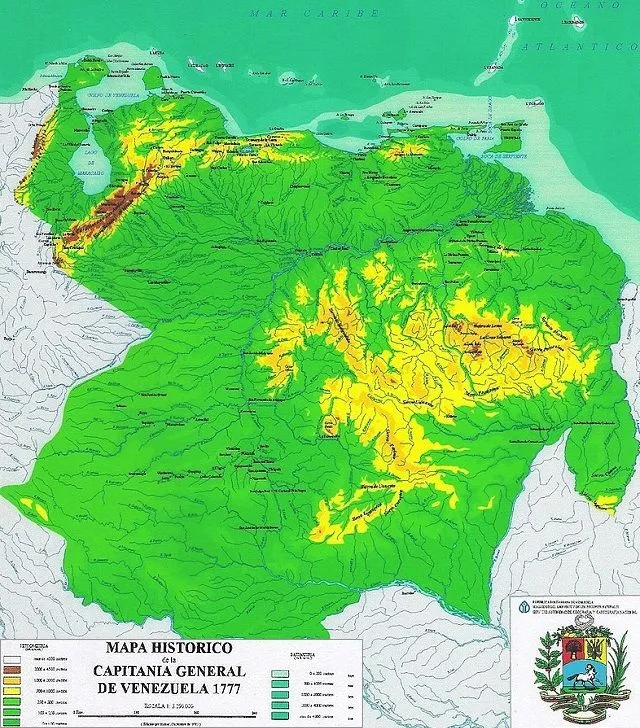 Mapa físico de la Capitanía General de Venezuela en 1777 | Social Hizo Mapa físico de la Capitanía General de Venezuela en 1777 | Social Hizo