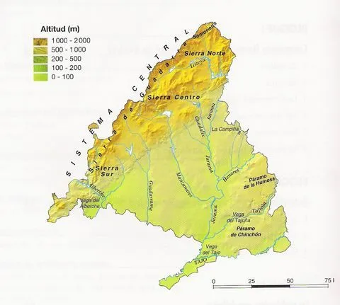 Mapa físico Comunidad de Madrid - Comunidad de Madrid