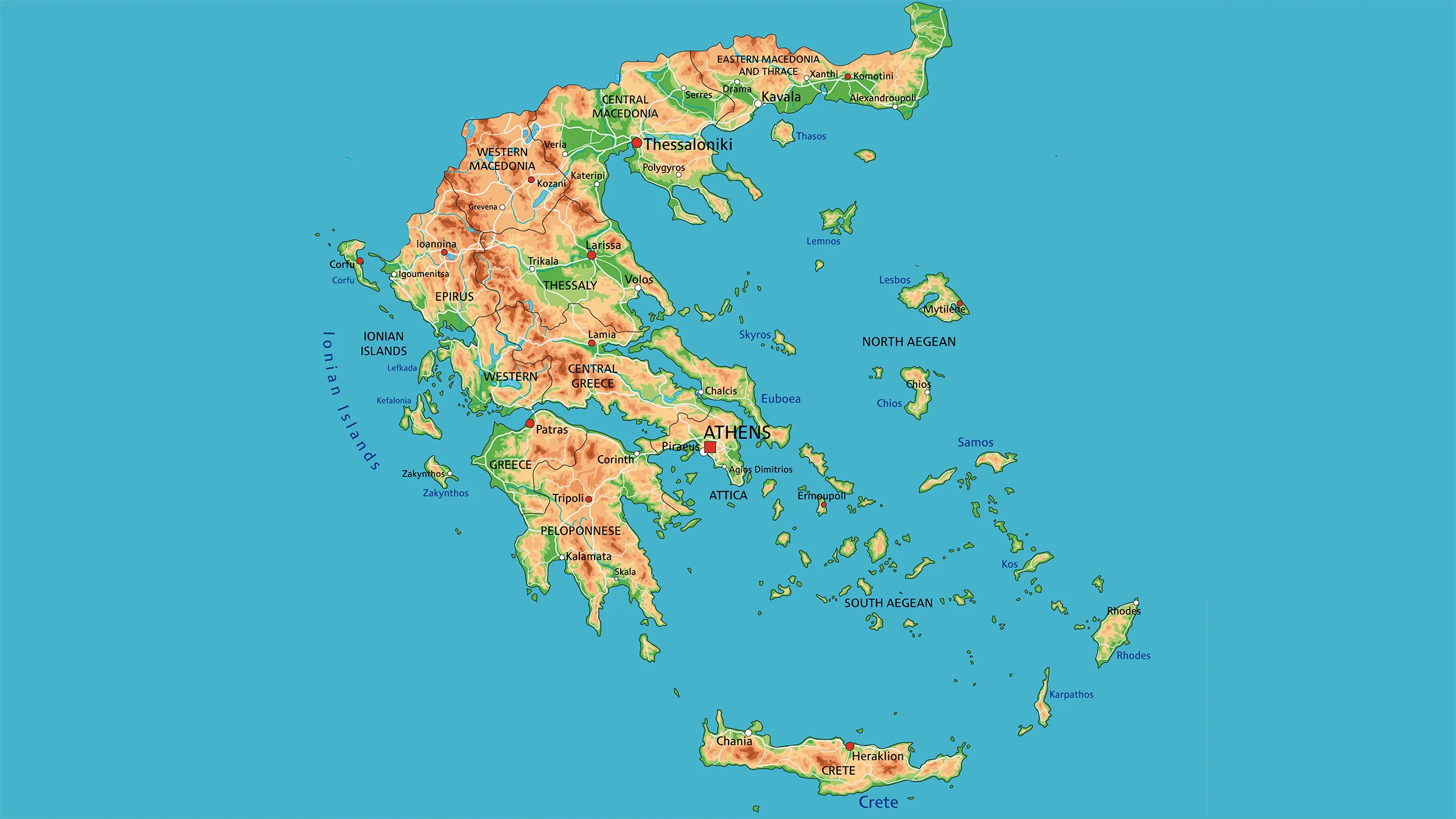 Mapa fisico de Grecia