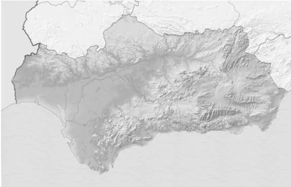 Mapa físico mudo de Andalucía (Anaya) - Didactalia: material educativo Mapa físico mudo de Andalucía (Anaya) - Didactalia: material educativo
