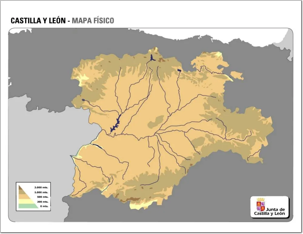 Mapa físico mudo de Castilla y León Mapa de relieve de Castilla y ... Mapa físico mudo de Castilla y León Mapa de relieve de Castilla y ...