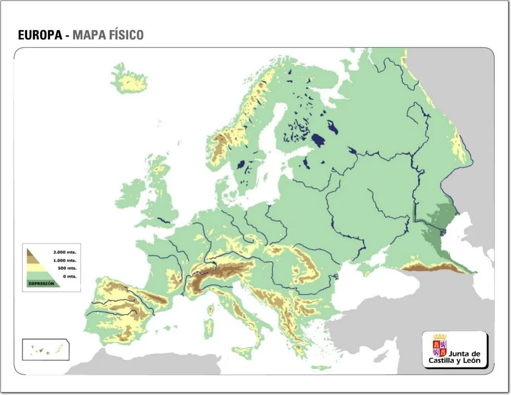 Mapa físico mudo de Europa Mapa de ríos y montañas de Europa. IGN ... Mapa físico mudo de Europa Mapa de ríos y montañas de Europa. IGN ...