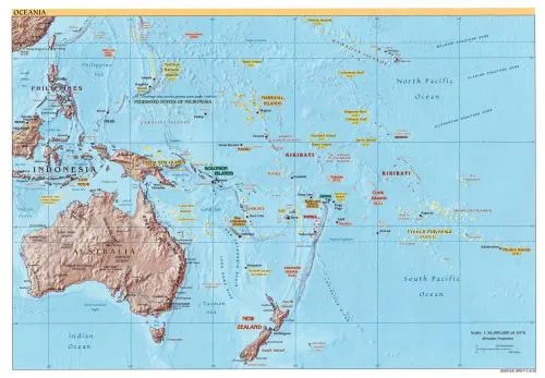 Mapa físico Oceanía | Viajes Oceanía
