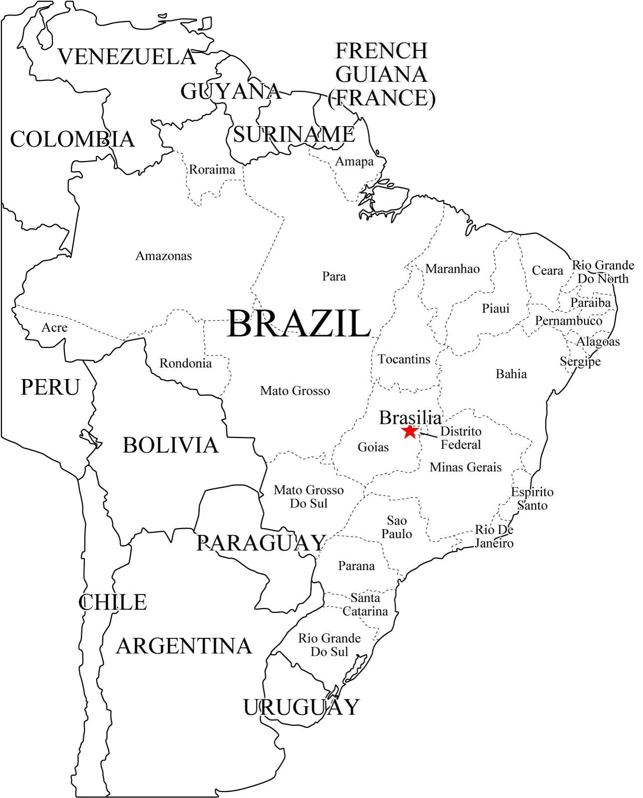 Mapa político de Brasil para imprimir Mapa de estados de Brasil ...