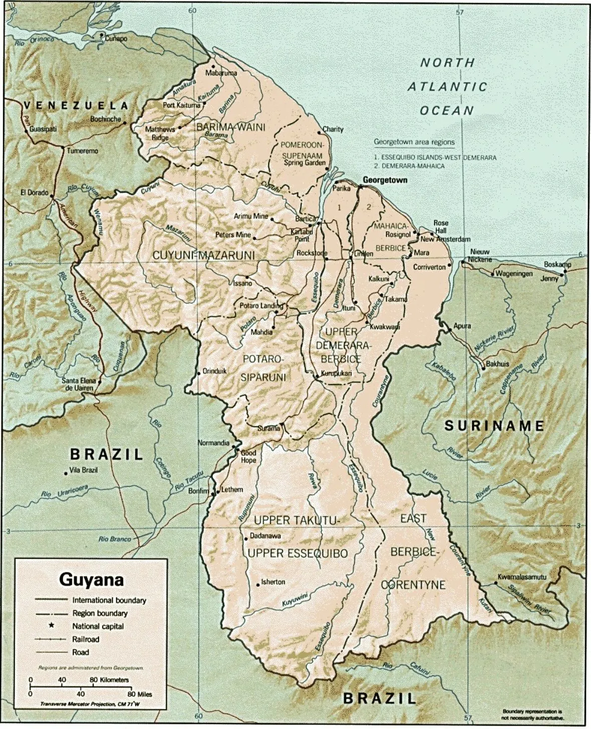 Mapa geográfico de Guayana: geografía, clima, flora, fauna... Mapa geográfico de Guayana: geografía, clima, flora, fauna...