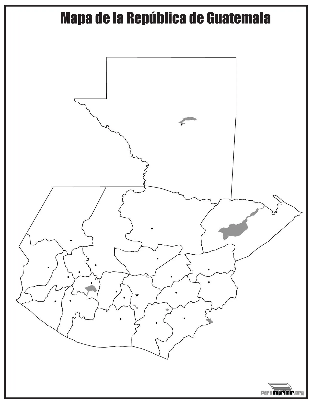 Mapa de Guatemala sin nombres para imprimir Mapa de Guatemala sin nombres para imprimir