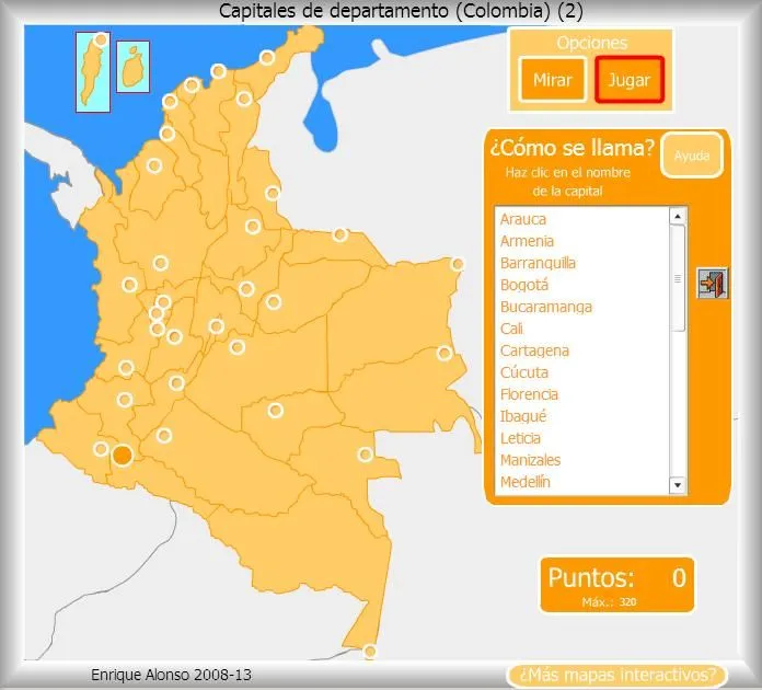 Mapa interactivo de Colombia Capitales de Departamento de Colombia ...