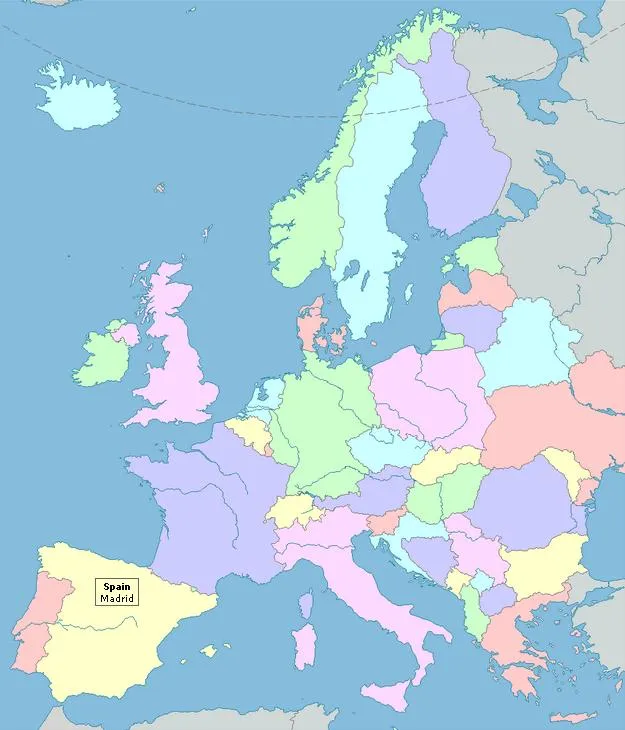 Basiskaart Europa Mapa de países y ciudades de Europa. TopoMania ...