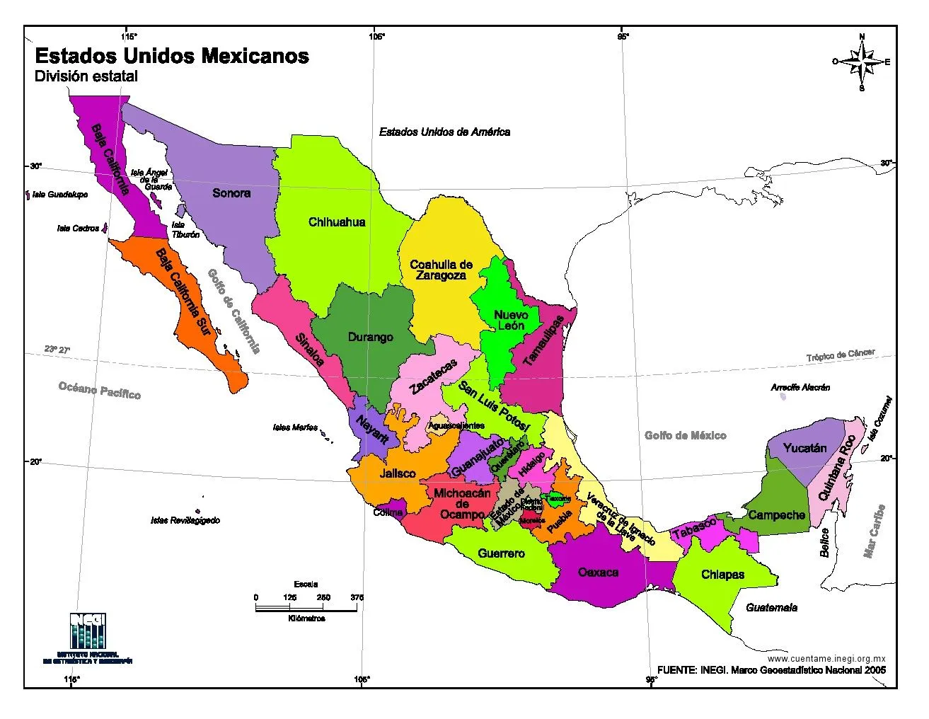 Mapa interactivo de México Capitales de estado de México. ¿Dónde ...