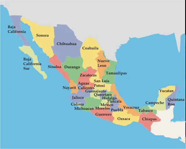 Mapa para imprimir de México Mapa en color de Estados Unidos ...