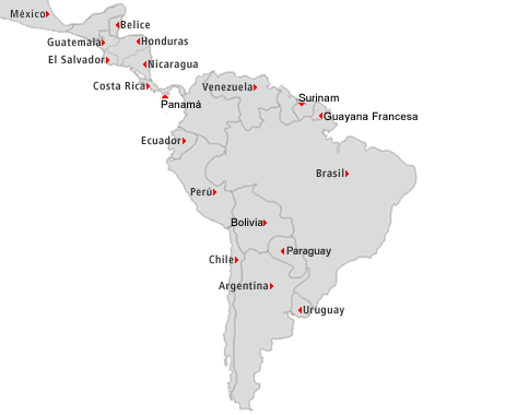 Mapa de latinoamerica con nombres - Imagui