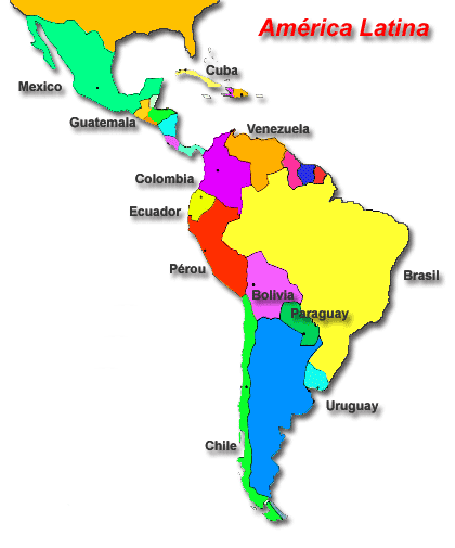 Mapa de latinoamerica con nombres - Imagui