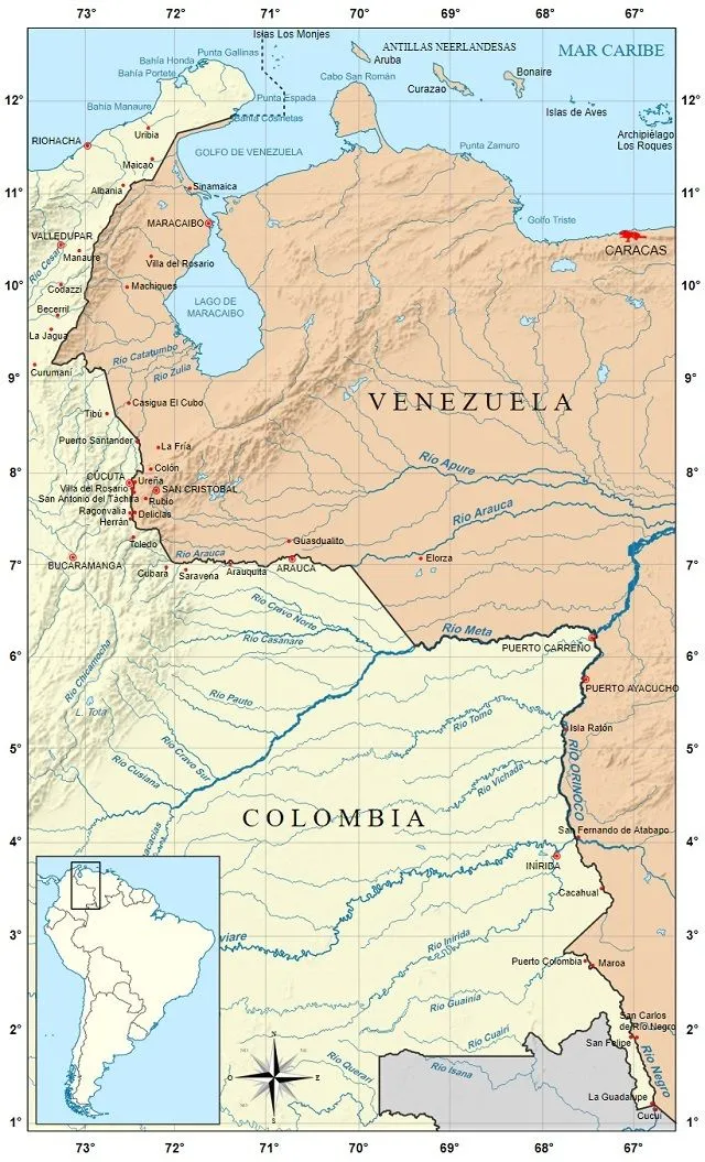Mapa limítrofe entre Colombia y Venezuela | Social Hizo Mapa limítrofe entre Colombia y Venezuela | Social Hizo
