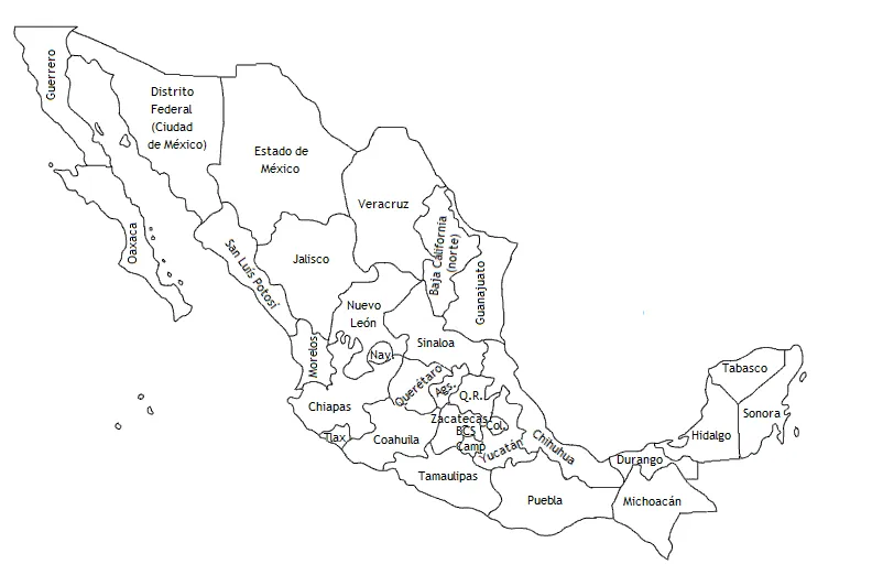 Mapa de mexico nombres - Imagui