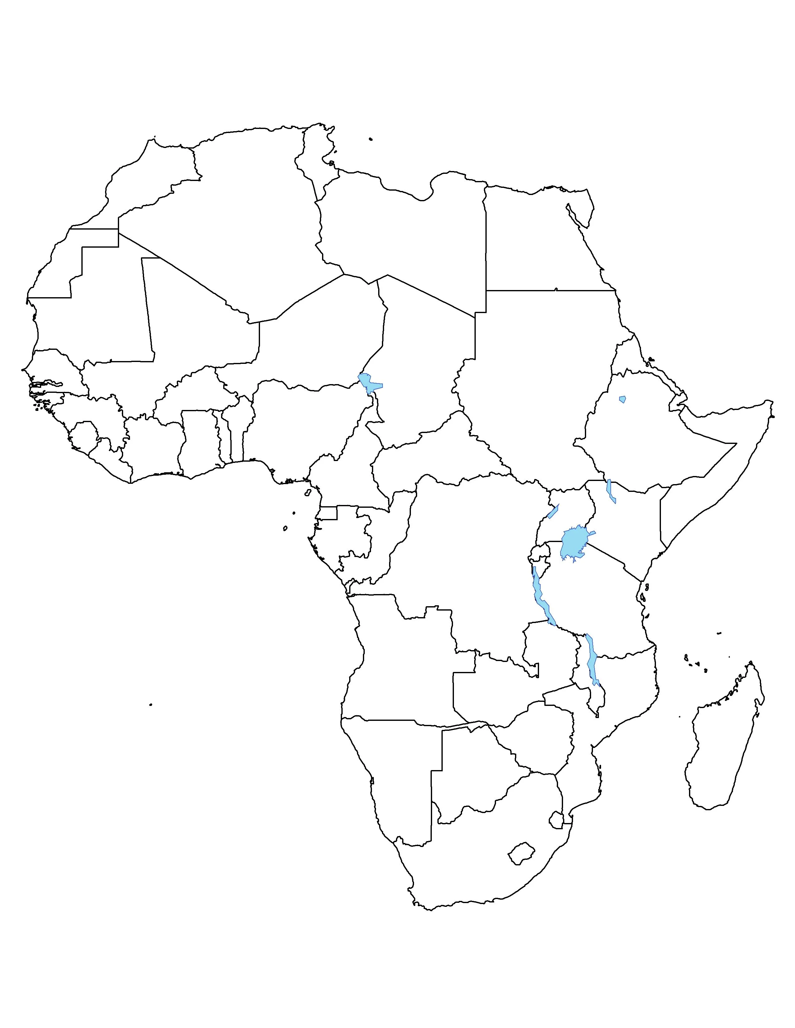 Mapa Mudo Político de África - Tamaño completo Mapa Mudo Político de África - Tamaño completo