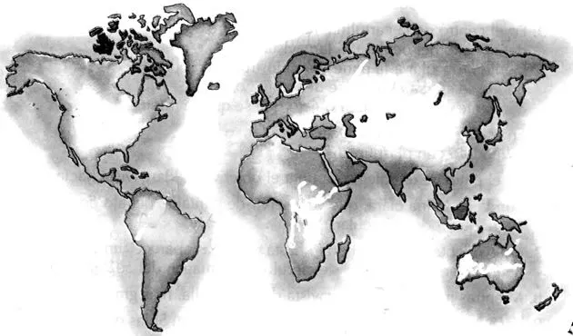 Mapa mundi a blanco y negro - Imagui