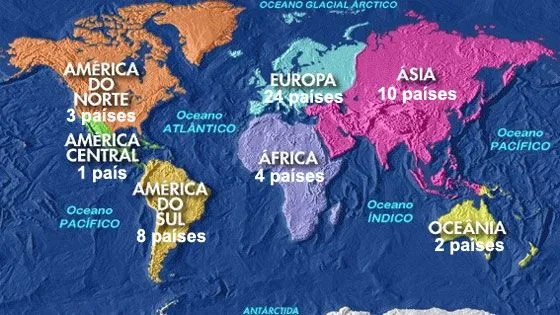 Mapa con los 5 continentes - Imagui