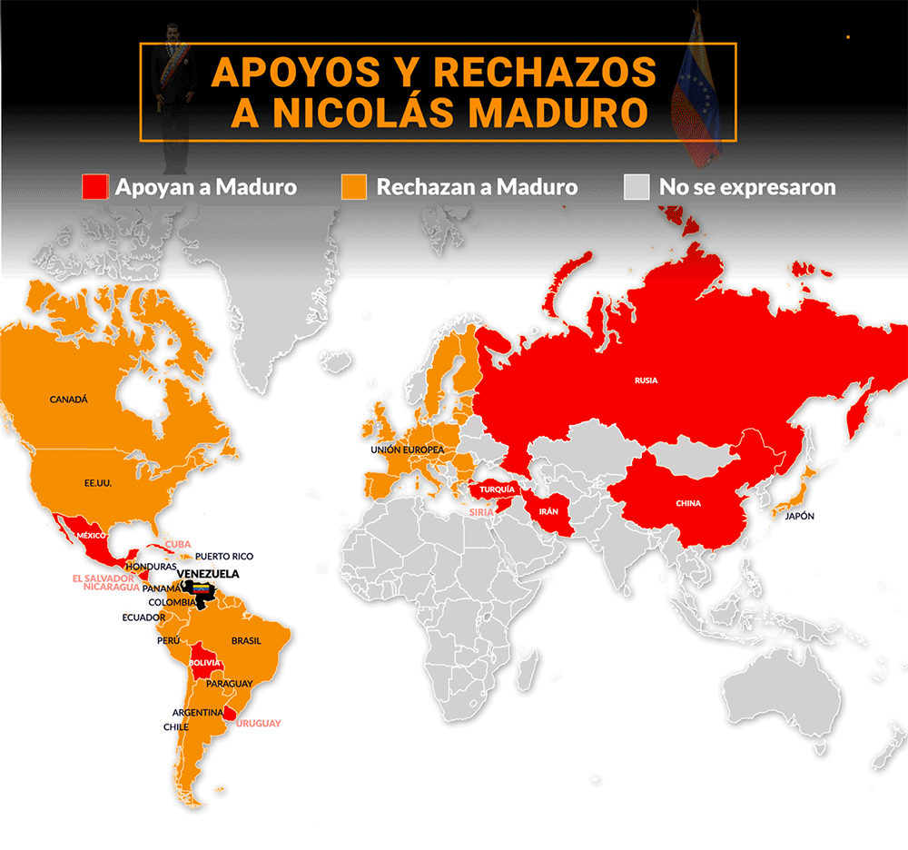 El mapa mundial de apoyos y rechazos al régimen de Nicolás Maduro en Venezuela - Infobae El mapa mundial de apoyos y rechazos al régimen de Nicolás Maduro en Venezuela - Infobae