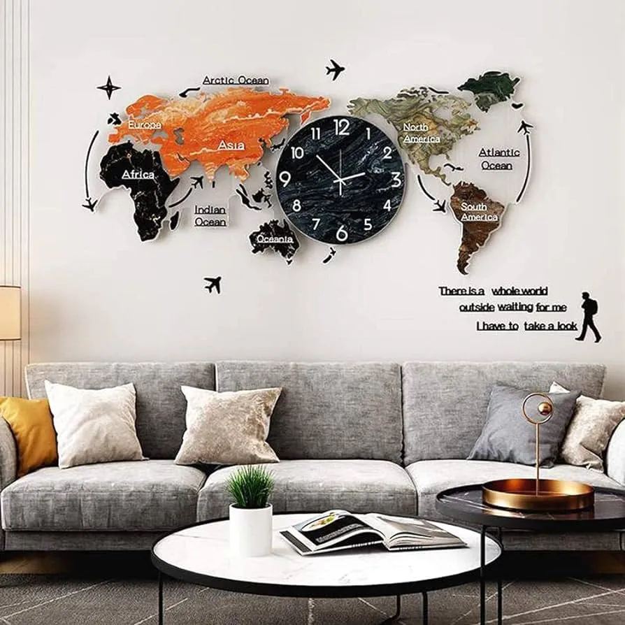 Mapa del Mundo 3D Mapa de la Pared de acrílico Reloj de Pared Moderno Grande Monitor Mapa del Mundo 3D Mapa de la Pared de acrílico Reloj de Pared Moderno Grande Monitor