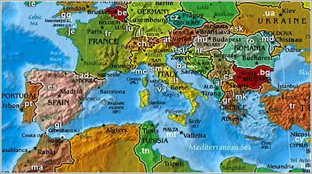 Mapa del mundo con los códigos de dos letras de cada país ... Mapa del mundo con los códigos de dos letras de cada país ...